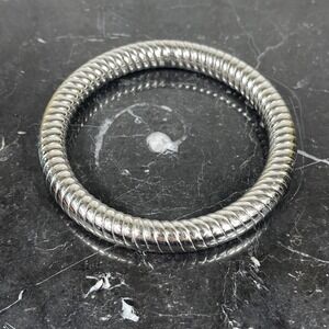 Surgical Stainless Steel Hollow Textured Bangle. 3 1/4" Diameter. Stackable.